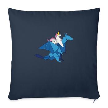 Origami Art Japonais Papier Pliable Grue - Housse de coussin décorative 45 x 45 cm - bleu marine - Devant