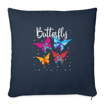 Origami Art Japonais Papier Pliable Grue - Housse de coussin décorative 45 x 45 cm - bleu marine - Devant