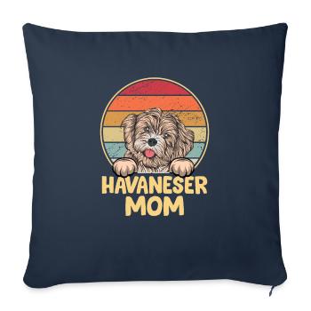 Propriétaire de chien de chien havanais - Housse de coussin décorative 45 x 45 cm - bleu marine - Devant