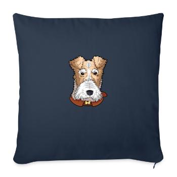 Wirehaired Fox Terrier Dog - Sofa pillowcase 17,3'' x 17,3'' (45 x 45 cm) - navy - Front