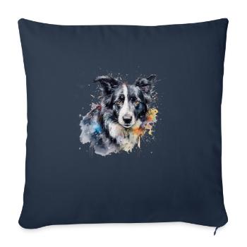 Border Collie - Housse de coussin décorative 45 x 45 cm - bleu marine - Devant