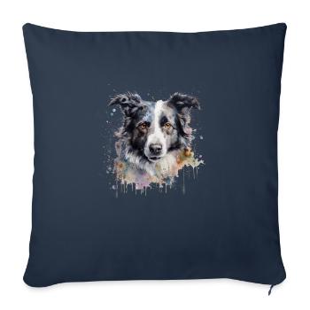 Border Collie - Housse de coussin décorative 45 x 45 cm - bleu marine - Devant