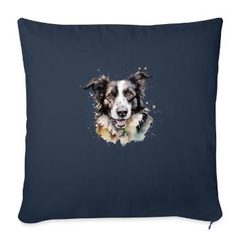 Border Collie - Sofa pillowcase 17,3'' x 17,3'' (45 x 45 cm) - navy - Front