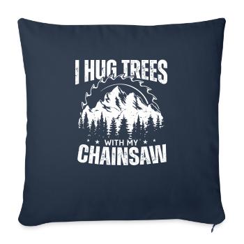 Bûcheron tronçonneuse arboriste - Housse de coussin décorative 45 x 45 cm - bleu marine - Devant