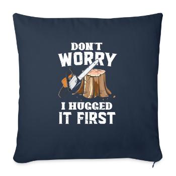 Bûcheron tronçonneuse arboriste - Housse de coussin décorative 45 x 45 cm - bleu marine - Devant
