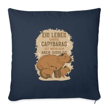 Ein Leben Ohne Capybaras Ist Möglich Aber Sinnlos - Sofakissenbezug 45 x 45 cm - Navy - Vorne
