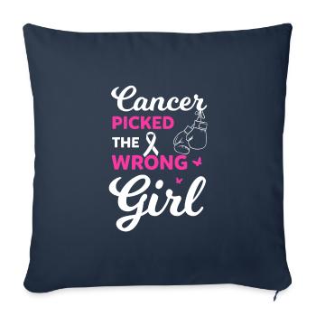 Mauvaise fille choisie - Sensibilisation au cancer - Housse de coussin décorative 45 x 45 cm - bleu marine - Devant