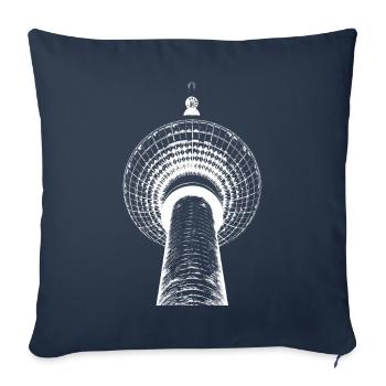 Berliner Fernsehturm Lichtzeichnung - Sofakissenbezug 45 x 45 cm - Navy - Vorne