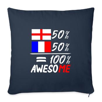 50% Angleterre 50% France - Housse de coussin décorative 45 x 45 cm - bleu marine - Devant