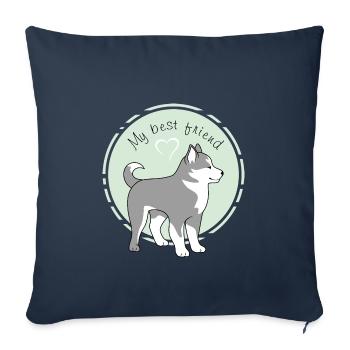 Mignon malamute est mon meilleur ami - Housse de coussin décorative 45 x 45 cm - bleu marine - Devant
