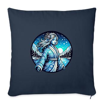 Fée d’hiver dans un paysage enneigé avec des cristaux de glace - Housse de coussin décorative 45 x 45 cm - bleu marine - Devant