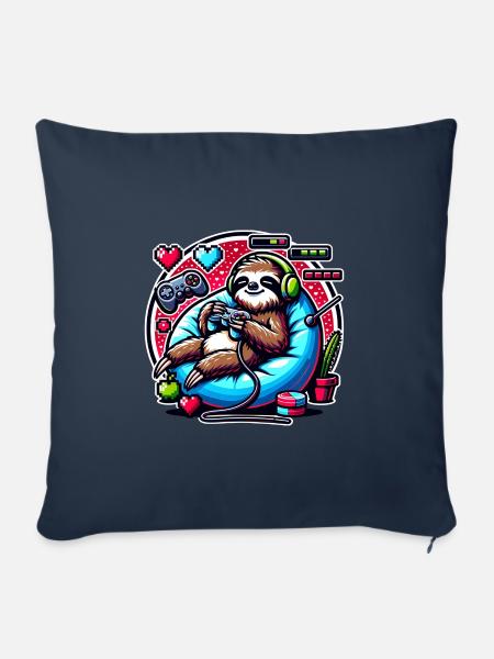 Chillender Gaming-Faultier Fan - Sofakissenbezug 45 x 45 cm - Navy