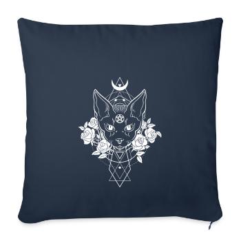 Occult Geometry Wicca Witches Pentagram Satan Cat - Sofa pillowcase 17,3'' x 17,3'' (45 x 45 cm) - navy - Front