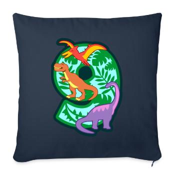 Dinosaures 9ème fête d’anniversaire Numéro 9 - 9 ans - Housse de coussin décorative 45 x 45 cm - bleu marine - Devant