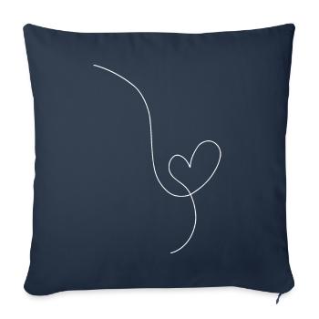 Coeur noir dessin au blanc - Housse de coussin décorative 45 x 45 cm - bleu marine - Devant