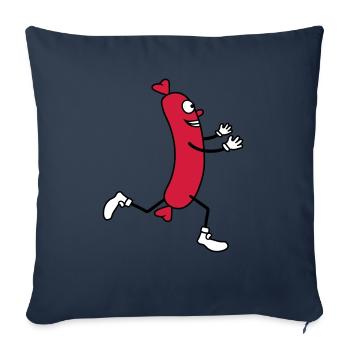 wuerstchen rennen gluecklich umarmen liebe laufen - Sofakissenbezug 45 x 45 cm - Navy - Vorne