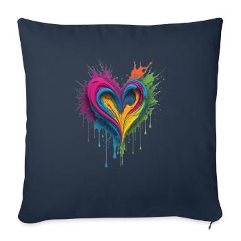 Cœur de peinture liquide - Housse de coussin décorative 45 x 45 cm - bleu marine - Devant