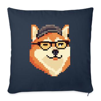Shiba Inu Pixel Art Dog Lovers - Sofa pillowcase 17,3'' x 17,3'' (45 x 45 cm) - navy - Front