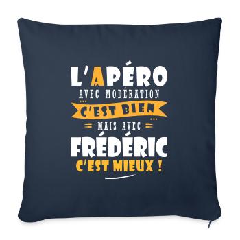 frédéric Apero T shirt Humour prénom frederic - Housse de coussin décorative 45 x 45 cm - bleu marine - Devant