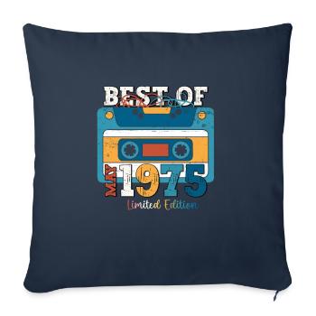 48th Birthday Man Cassette May Vintage 1975 - Housse de coussin décorative 45 x 45 cm - bleu marine - Devant