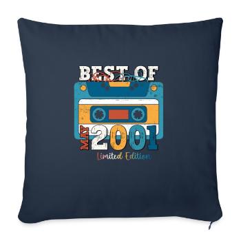 22nd Birthday Man Cassette May Vintage 2001 - Sofa pillowcase 17,3'' x 17,3'' (45 x 45 cm) - navy - Front