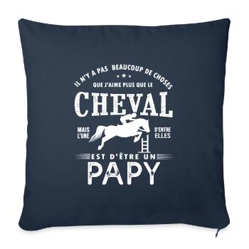 papy aime le cheval grand père cavalier équitation - Housse de coussin décorative 45 x 45 cm - bleu marine - Devant