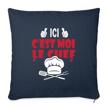 ici c est moi le chef cadeau papa cuisinier - Housse de coussin décorative 45 x 45 cm - bleu marine - Devant