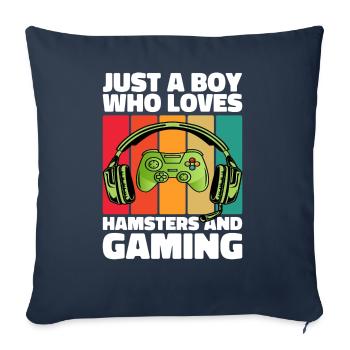 Gamer and Hamsters: Video Games and Infinite Energy - Sofa pillowcase 17,3'' x 17,3'' (45 x 45 cm) - navy - Front