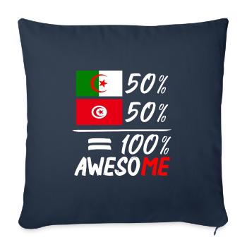 50% Algériens 50 % Tunisiens - Housse de coussin décorative 45 x 45 cm - bleu marine - Devant