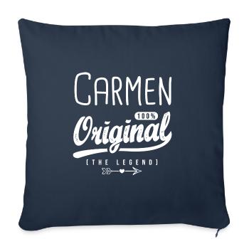 Carmen original personnalisé prénom carmen - Housse de coussin décorative 45 x 45 cm - bleu marine - Devant