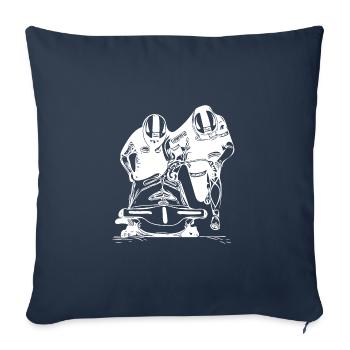 Amateurs de sports d’hiver et bobsleigh bobsleigh à deux dans le canal de glace - Housse de coussin décorative 45 x 45 cm - bleu marine - Devant