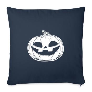 Visage de citrouille - Costume d’Halloween souriant - Housse de coussin décorative 45 x 45 cm - bleu marine - Devant