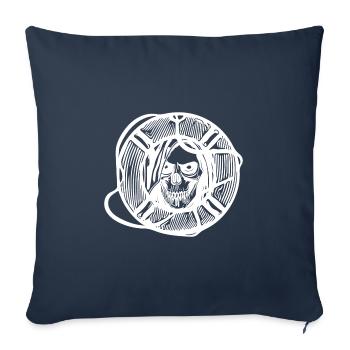 Bouée de sauvetage avec tête de maître - Housse de coussin décorative 45 x 45 cm - bleu marine - Devant