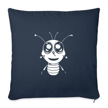 Petite abeille mignonne et souriante - Housse de coussin décorative 45 x 45 cm - bleu marine - Devant
