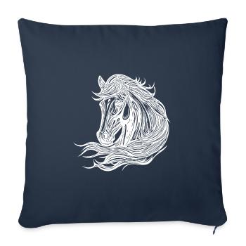 Portrait de jolies juments avec crinière dans le vent - Housse de coussin décorative 45 x 45 cm - bleu marine - Devant
