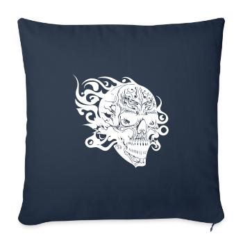Crâne de tatouage de tatouage souriant vintage - Housse de coussin décorative 45 x 45 cm - bleu marine - Devant