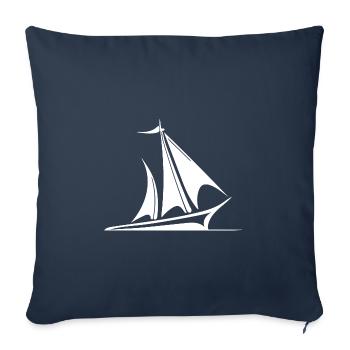 Voilier avec voile pour capitaines et skippers cool - Housse de coussin décorative 45 x 45 cm - bleu marine - Devant