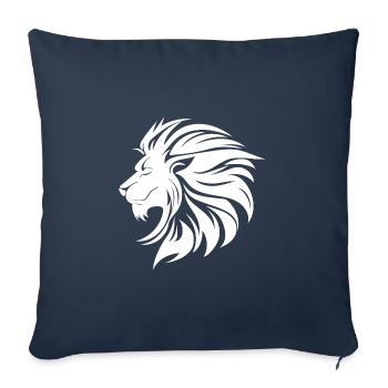 Mighty Lion Head Mane Cool Style de tatouage - Housse de coussin décorative 45 x 45 cm - bleu marine - Devant