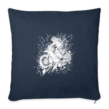 Jump Splash de style de course de moto hors route - Housse de coussin décorative 45 x 45 cm - bleu marine - Devant