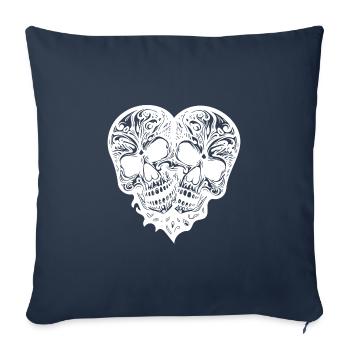 Two Skulls Heart Tattoo Tribal Style - Sofa pillowcase 17,3'' x 17,3'' (45 x 45 cm) - navy - Front