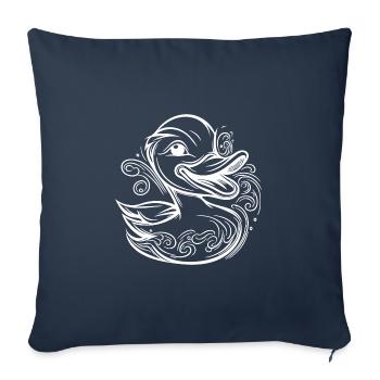 Canard nageur mignon avec un sourire drôle - Housse de coussin décorative 45 x 45 cm - bleu marine - Devant