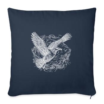 Mouette volante au-dessus de la mer - Housse de coussin décorative 45 x 45 cm - bleu marine - Devant