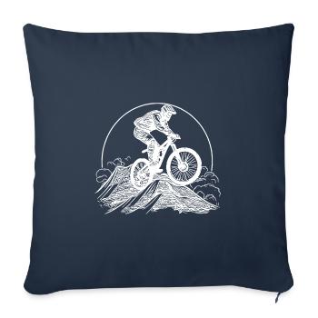Mountain peak mountain biker with bike - Sofa pillowcase 17,3'' x 17,3'' (45 x 45 cm) - navy - Front