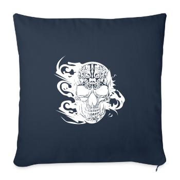 Crâne de tatouage souriant brûlant - Housse de coussin décorative 45 x 45 cm - bleu marine - Devant
