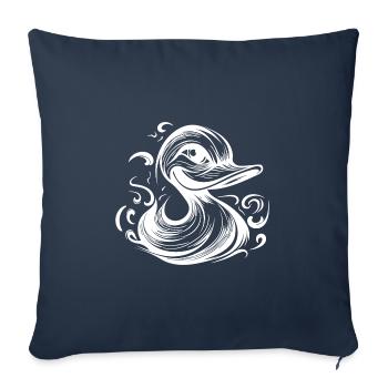 Drôle de canard souriant avec un énorme bec - Housse de coussin décorative 45 x 45 cm - bleu marine - Devant