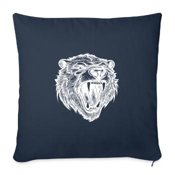Tattoo style bear head with sharp teeth - Sofa pillowcase 17,3'' x 17,3'' (45 x 45 cm) - navy - Front