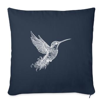 Colibri volant exotique tropical avec des ailes - Housse de coussin décorative 45 x 45 cm - bleu marine - Devant