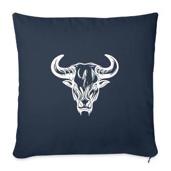 Taureau sauvage avec d’énormes cornes - Housse de coussin décorative 45 x 45 cm - bleu marine - Devant