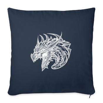 Dragon sifflant en robe à écailles de tatouage - Housse de coussin décorative 45 x 45 cm - bleu marine - Devant