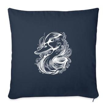 Mignon petit canard avec un sourire amusant - Housse de coussin décorative 45 x 45 cm - bleu marine - Devant